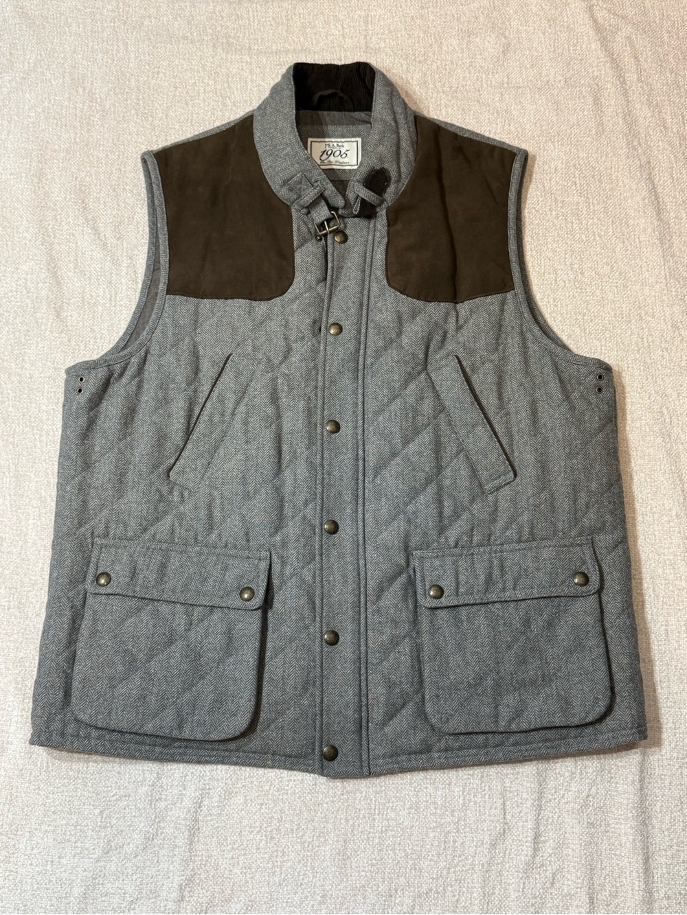 Jos A Bank 1905 Wool Herringbone Field Vest Old Money Heritage Mens XL